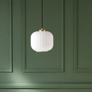 Suspension globe verre strié