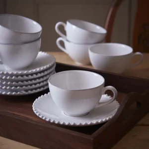 Tasse et sous-tasse "Perle" par lot de 6 - Collection Costa Nova