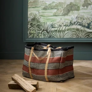 Sac à bûches rayé en jute