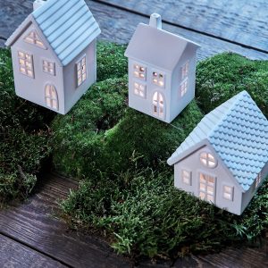 Maisonnette photophore en céramique par lot de 3
