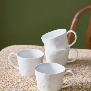 Tasse feuillage en céramique par lot de 4