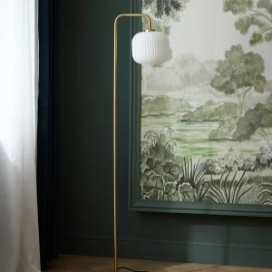 Lampadaire Arsène en métal et verre strié