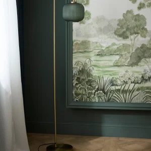 Lampadaire Arsène en métal et verre strié