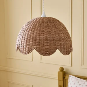 Suspension fleur en rotin