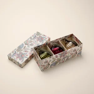 Boule de Noël en verre strié par lot de 3