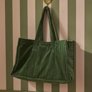 Sac cabas matelassé en velours côtelé