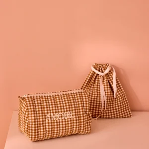 Trousse de toilette en coton vichy