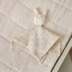 Doudou lapin gaze de coton biologique - imprimé Hirondelles