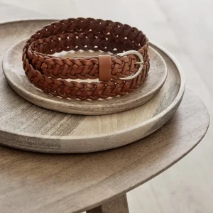 Ceinture tressée femme en cuir