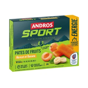 Pâte de fruits saveur Abricot banane rouges Andros sport 30gr X 6