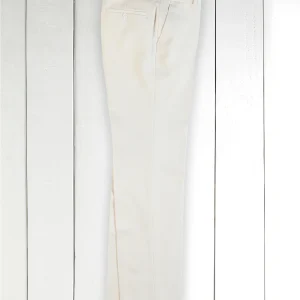 pantalon italien siza écru en serge de coton et laine