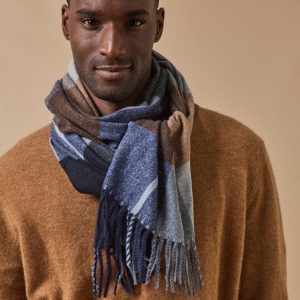 Écharpe frangée grands carreaux homme