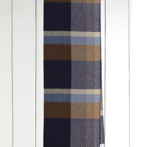 écharpe en laine et cachemire à grands carreaux tabac