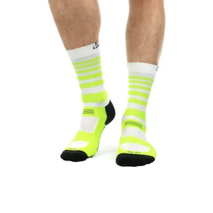 Chaussettes  La Chaussette de France Running modele Coyote MID Acid blanche bandes jaune fluo