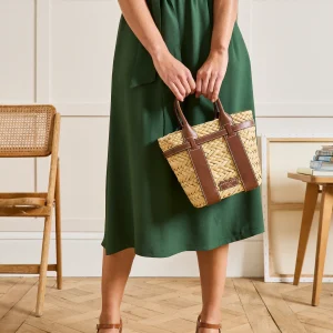 Sac cabas paille et cuir - Collection Maroquinerie Cyrillus