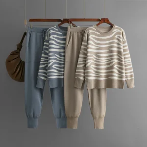 Ensemble Tricoté Léopard Coréen