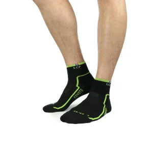 Chaussettes La Chaussette de France Running modele Coyote MID FL noir bande jaune