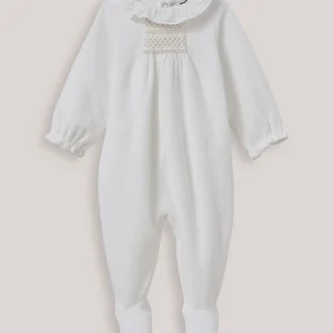 Dors-bien en velours bébé avec collerette