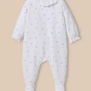 Dors-bien en velours Bébé col en broderie anglaise