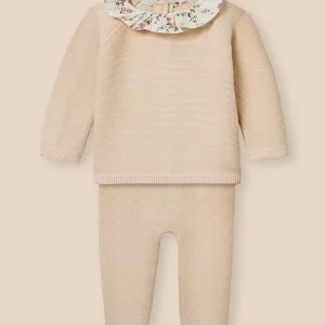 Ensemble en tricot bébé col en tissu Liberty
