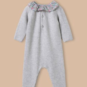 Combinaison en tricot Bébé col en tissu Liberty