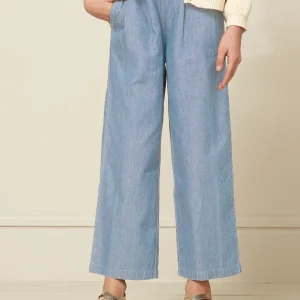 Pantalon large Fille en denim light