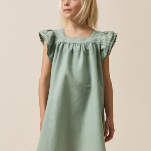 Robe Clémence Fille lin et coton - Collection Fêtes et Mariages