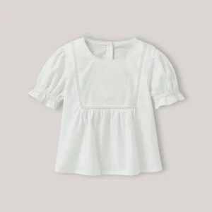 Blouse fille plastron brodée