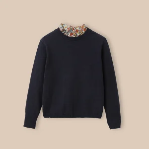 Pull Fille col tissu Liberty