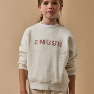 Sweat Fille lettres en tissu Liberty - Coton biologique