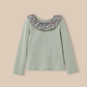 T-shirt col en tissu Liberty - Coton biologique
