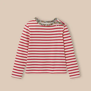 T-shirt marinière Fille tissu Liberty - Coton Biologique