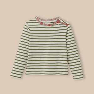 T-shirt marinière Fille tissu Liberty - Coton Biologique