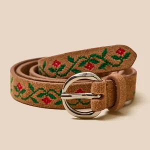 Ceinture brodée en cuir Fille