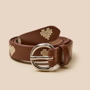 Ceinture brodée en cuir Fille
