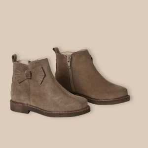 Boots noeud en cuir velours Fille