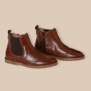 Boots bout fleuri Fille en cuir