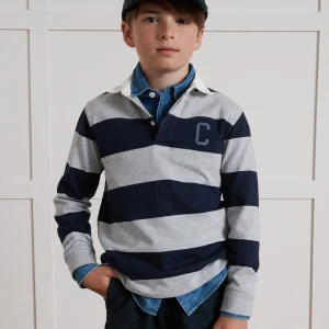 Polo-rugby rayé Garçon - Coton biologique
