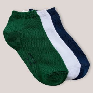 Socquettes unies par lot de 3 garçon
