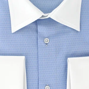 Chemise bleu ciel à poignets mousquetaires blancs