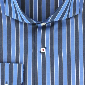 Chemise cintrée bleu à rayures baton
