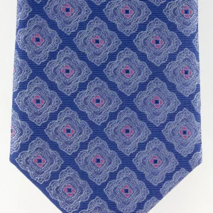 Cravate en soie tissée bleu ciel motif fleur