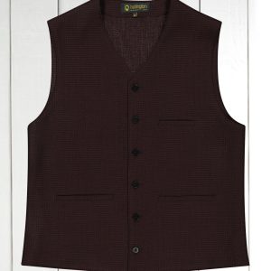 gilet à poches passepoilées en nid d'abeille bordeaux