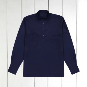 chemise col mao en tencel® marine