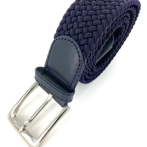 Ceinture bleu marine tressée élastique