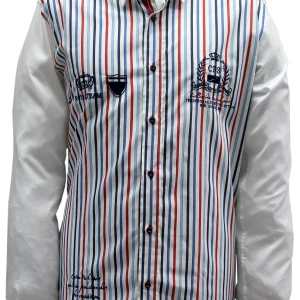 Chemise sport chic multi rayures brodée