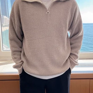 Pull à col zippé coréen