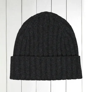 bonnet à côtes en cachemire anthracite