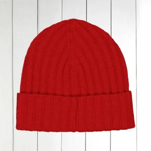 bonnet à côtes en cachemire pastèque