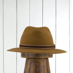 chapeau déperlant en feutre de laine mérinos camel